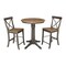 International Concepts Round 30 in Rd Ped Gathering Ht Table, 2 X-Back Counter Ht Stools, Hickory/Coal, 30 W, 30 L, Wood K45-30RT-27B-S6132-2 - alternate 1